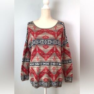Ralph Lauren Denim Supply Aztec Tribal Southwest Cotton Sweater Pullover Top